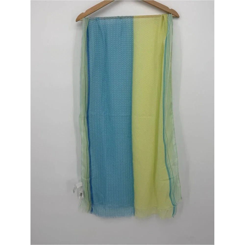 Gap Blue & Green Colorblock Fringe Scarf Wrap Accessory One Size Boho Coastal
